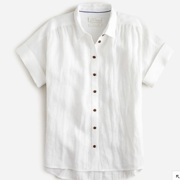 J Crew Relaxed Fit Baird McNutt Linen Button Down Short Sleeve Top Size M - Picture 4 of 12